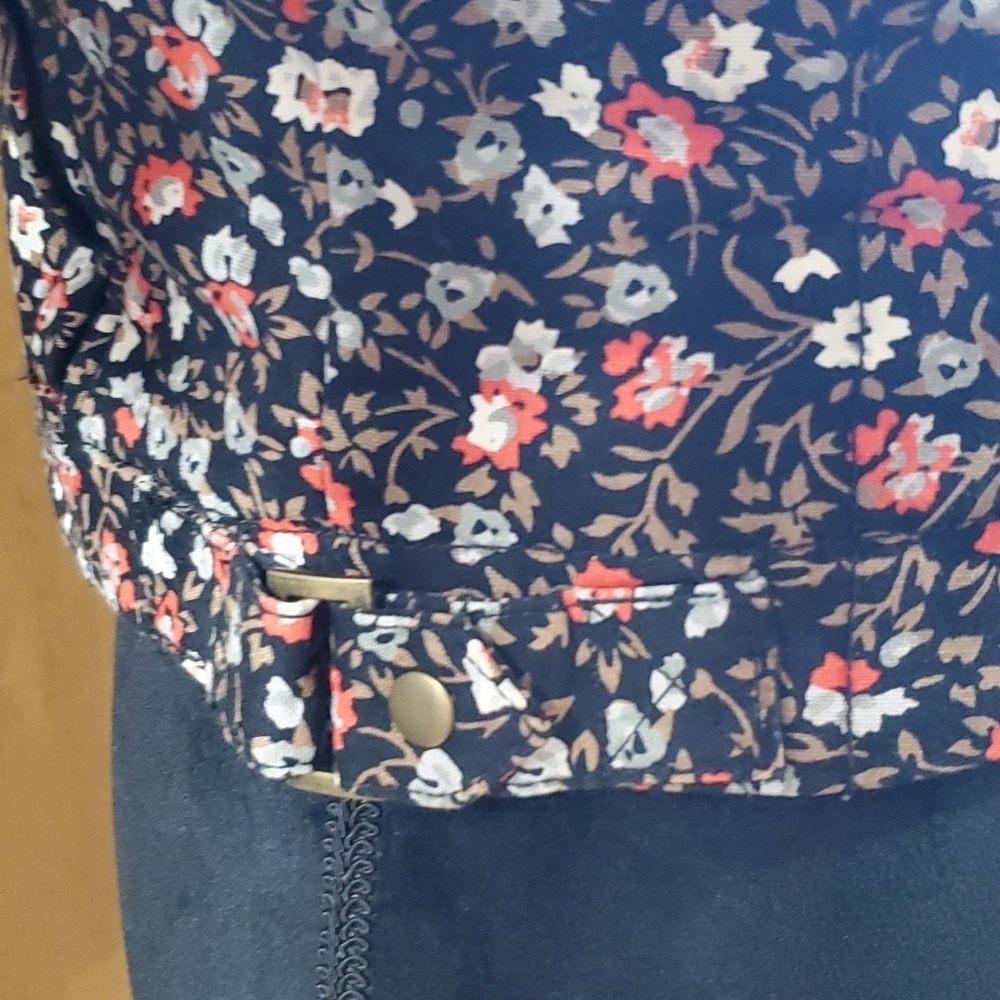 Anthropologie hei hei floral denim moto zip insulated lined jacket - Picture 5 of 11